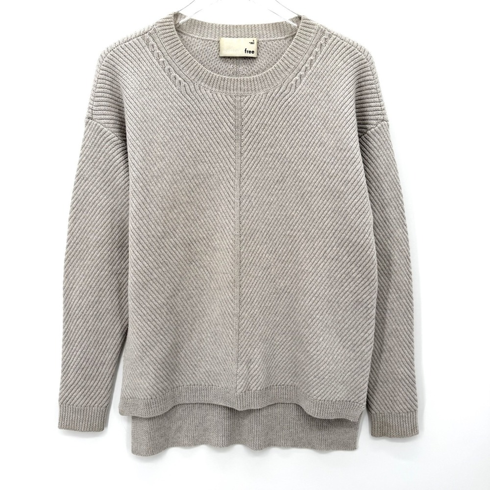 Aritzia Wilfred Free 100% Merino Wool Sweater Size S Grey Crewneck Chunky Knit‎